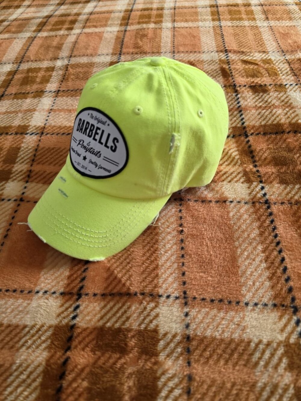 KB ETHOS Women’s NeonYellow Cotton Ponytail Baseball Cap Adj Embroidered Logo - Picture 2 of 6